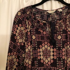 Anthropologie Patterned Tie-Front Blouse